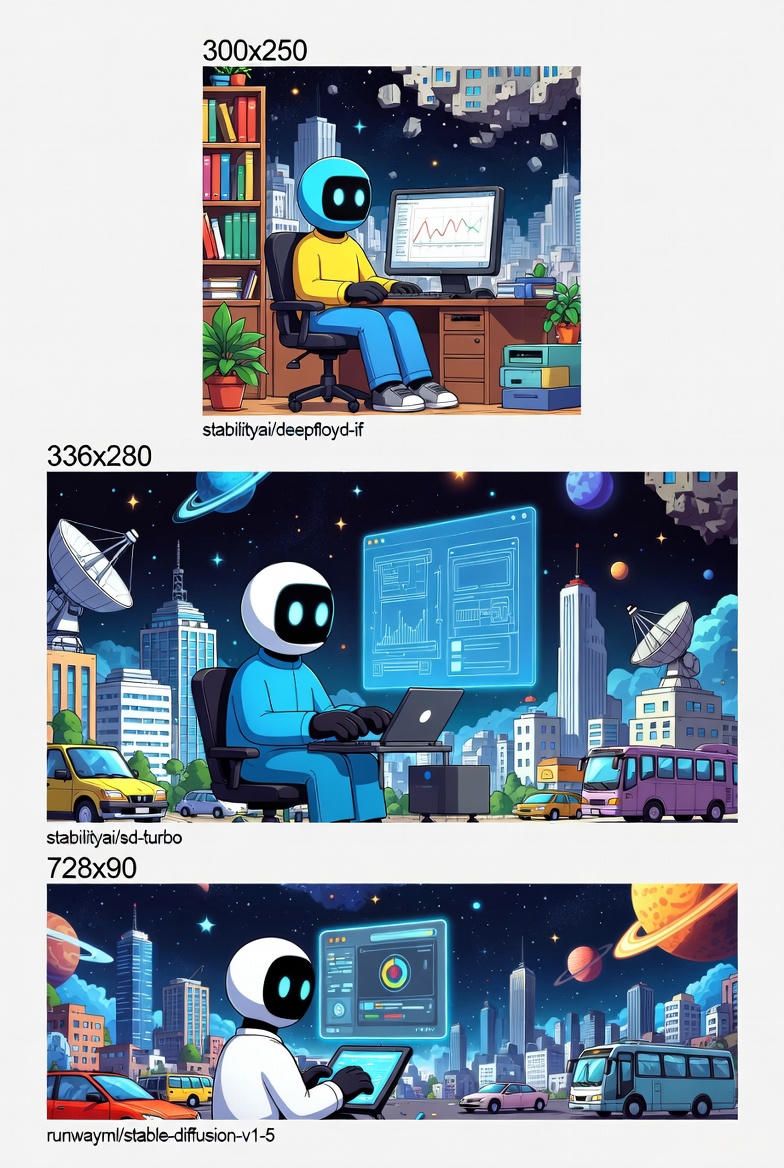 Automatic Ad Generation Using ad-banner Stability-AI with Command-Line Stamping. Cross-Loading onto Dual 3060ti - Try 1